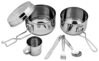 MENAŻKA TURYSTYCZNA Z NIEZBĘDNIKIEM I KUBKIEM - ZESTAW