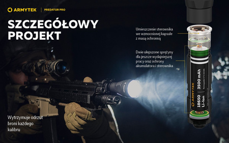 Latarka taktyczna myśliwska Armytek Predator Pro Magnet USB