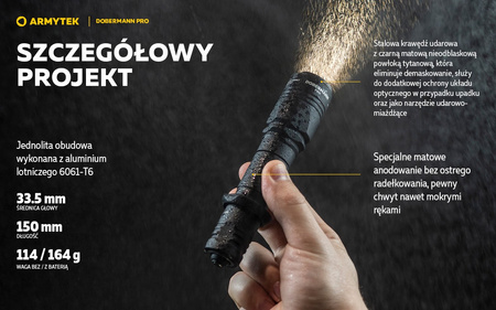 Latarka taktyczna myśliwska Armytek Dobermann Pro Magnet USB