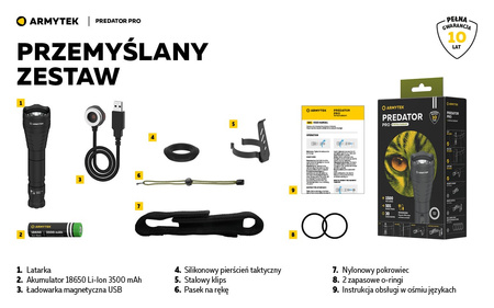 Latarka taktyczna myśliwska Armytek Predator Pro Magnet USB