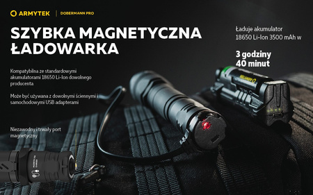 Latarka taktyczna myśliwska Armytek Dobermann Pro Magnet USB