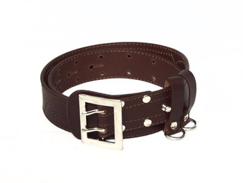 Pas skórzany stylizowany oficerski brązowy