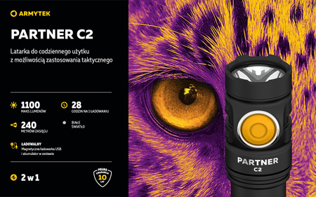 Latarka EDC Armytek Partner C2 Magnet USB White