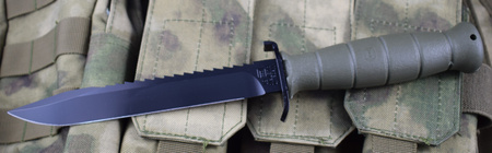 Oryginalny nóż bojowy wojskowy glock z piłą FM81 oliwkowy