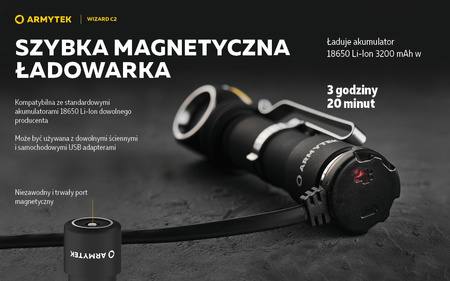Latarka czołowa Armytek Wizard C2 Magnet USB White