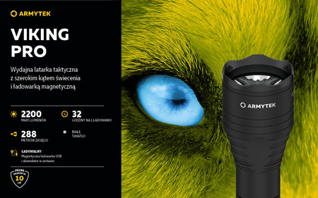 Latarka taktyczna myśliwska Armytek Viking Pro Magnet USB