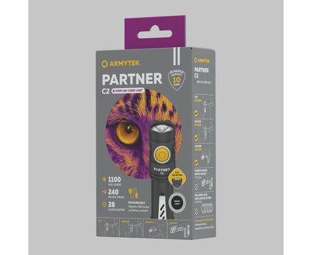 Latarka EDC Armytek Partner C2 Magnet USB White