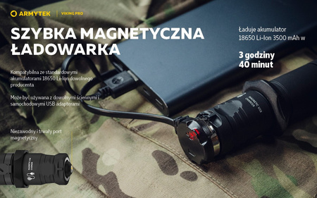 Latarka taktyczna myśliwska Armytek Viking Pro Magnet USB