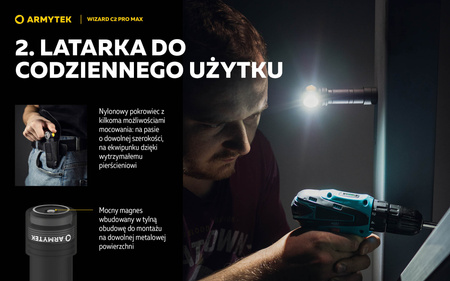 Latarka czołowa Armytek Wizard C2 Pro Max Magnet USB Warm