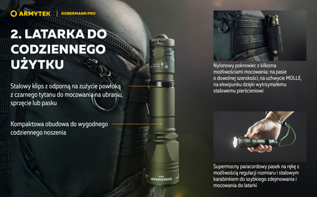 Latarka taktyczna myśliwska Armytek Dobermann Pro Magnet USB Warm Olive
