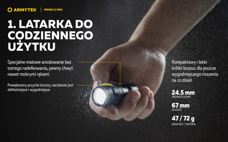 Latarka EDC Armytek Prime C1 Pro Magnet USB White