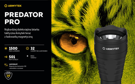 Latarka taktyczna myśliwska Armytek Predator Pro Magnet USB