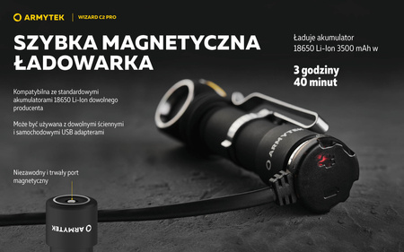 Latarka czołowa Armytek Wizard C2 Pro Magnet USB White