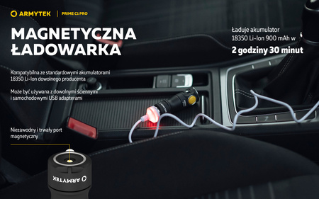 Latarka EDC Armytek Prime C1 Pro Magnet USB White