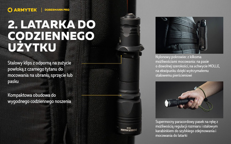 Latarka taktyczna myśliwska Armytek Dobermann Pro Magnet USB