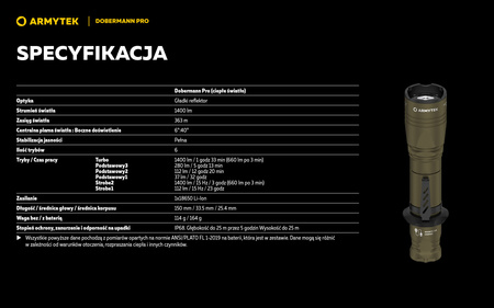 Latarka taktyczna myśliwska Armytek Dobermann Pro Magnet USB Warm Olive