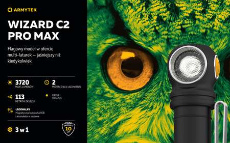 Latarka czołowa Armytek Wizard C2 Pro Max Magnet USB Warm