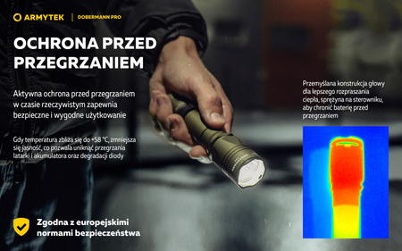 Latarka taktyczna myśliwska Armytek Dobermann Pro Magnet USB Warm Olive