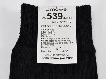 SKARPETY WOJSKOWE ZIMOWE WZ 539 MON