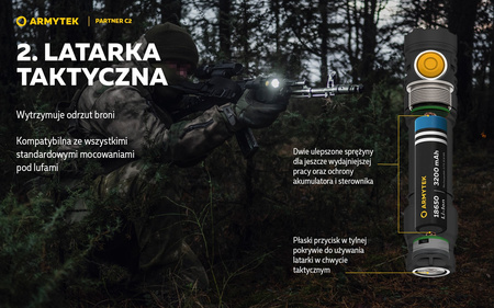 Latarka EDC Armytek Partner C2 Magnet USB White