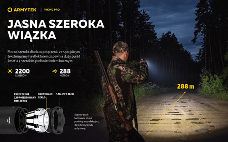 Latarka taktyczna myśliwska Armytek Viking Pro Magnet USB