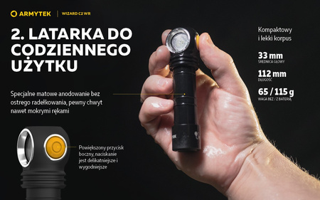 Latarka czołowa Armytek Wizard C2 WR Magnet USB Warm
