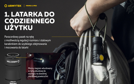 Latarka EDC Armytek Prime C1 Pro Magnet USB White