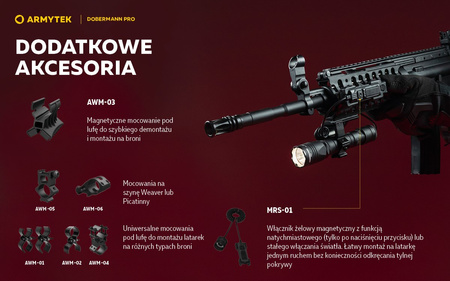 Latarka taktyczna myśliwska Armytek Dobermann Pro Magnet USB
