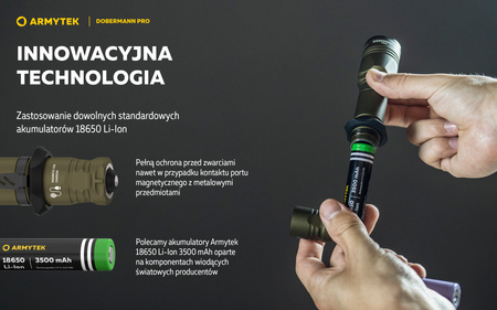 Latarka taktyczna myśliwska Armytek Dobermann Pro Magnet USB Warm Olive