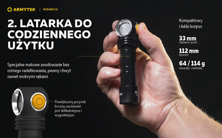 Latarka czołowa Armytek Wizard C2 Magnet USB White