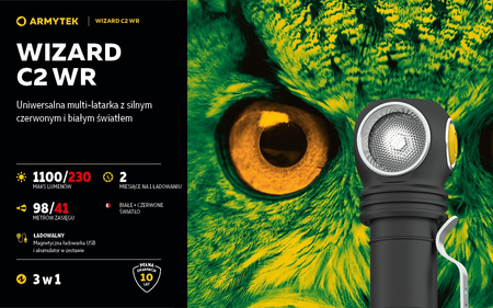 Latarka czołowa Armytek Wizard C2 WR Magnet USB