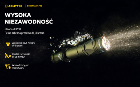 Latarka taktyczna myśliwska Armytek Dobermann Pro Magnet USB Warm Olive