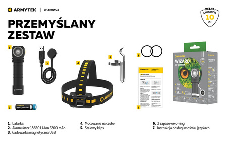 Latarka czołowa Armytek Wizard C2 Magnet USB White