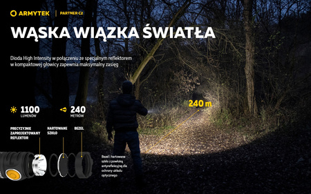 Latarka EDC Armytek Partner C2 Magnet USB White