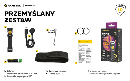 Latarka EDC Armytek Prime C2 Pro Magnet USB Warm