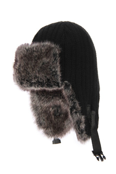 Czapka pilotka męska zimowa czarny Atom