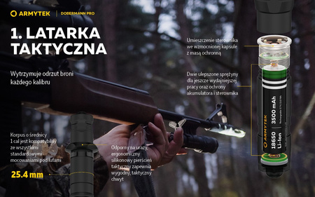 Latarka taktyczna myśliwska Armytek Dobermann Pro Magnet USB