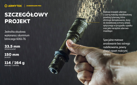 Latarka taktyczna myśliwska Armytek Dobermann Pro Magnet USB Warm Olive