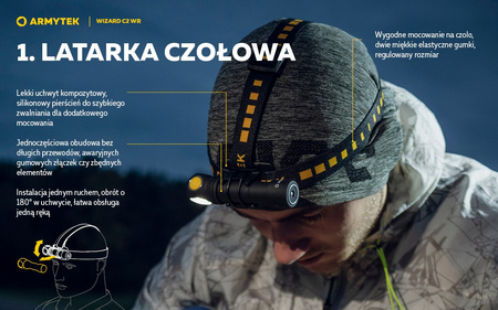 Latarka czołowa Armytek Wizard C2 WR Magnet USB Warm