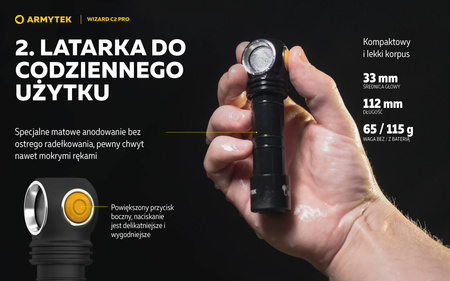 Latarka czołowa Armytek Wizard C2 Pro Magnet USB White