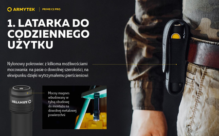 Latarka EDC Armytek Prime C2 Pro Magnet USB White