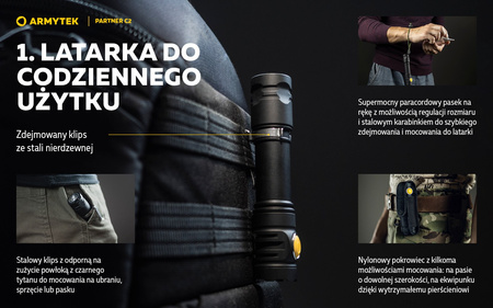 Latarka EDC Armytek Partner C2 Magnet USB White