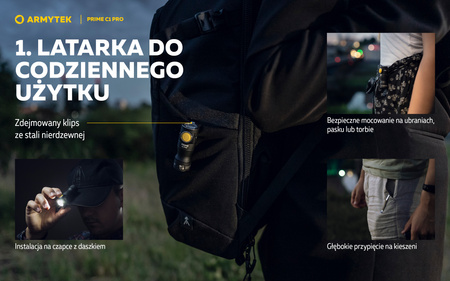 Latarka EDC Armytek Prime C1 Pro Magnet USB White