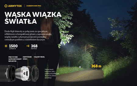 Latarka taktyczna myśliwska Armytek Dobermann Pro Magnet USB