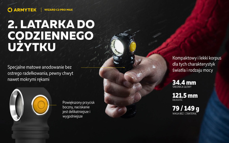 Latarka czołowa Armytek Wizard C2 Pro Max Magnet USB Warm