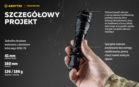Latarka taktyczna myśliwska Armytek Predator Pro Magnet USB