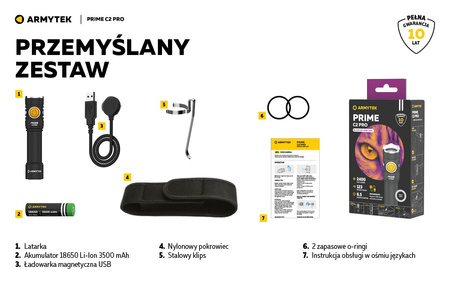 Latarka EDC Armytek Prime C2 Pro Magnet USB White