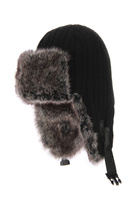 Czapka pilotka męska zimowa czarny Atom