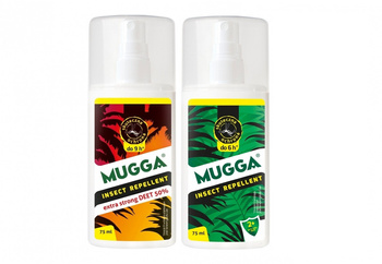 ZESTAW Repelent spray Mugga 9,5% DEET 75 ml + Preparat Mugga spray 75 ml (DEET 50%)